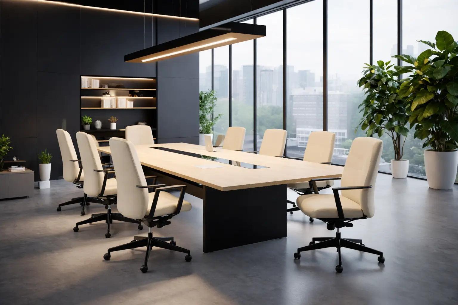Elegant and modern conference room featuring Neutral Posture NV conference chairs