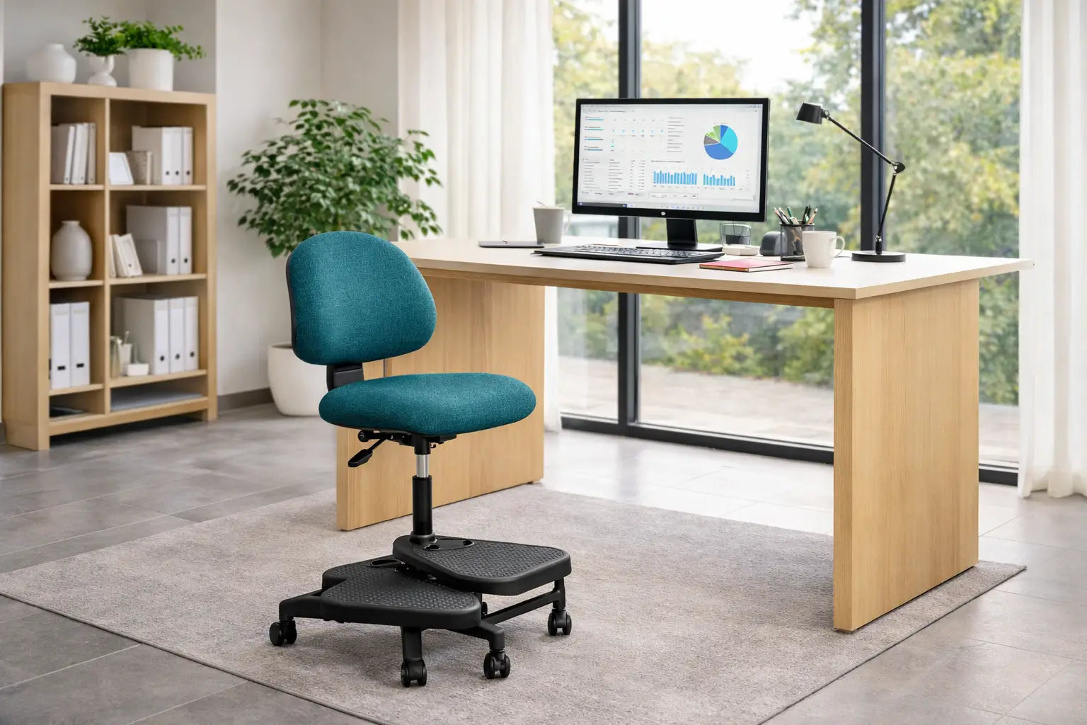 Individual Office Workspace featuring the adapta office stool from neutral posture