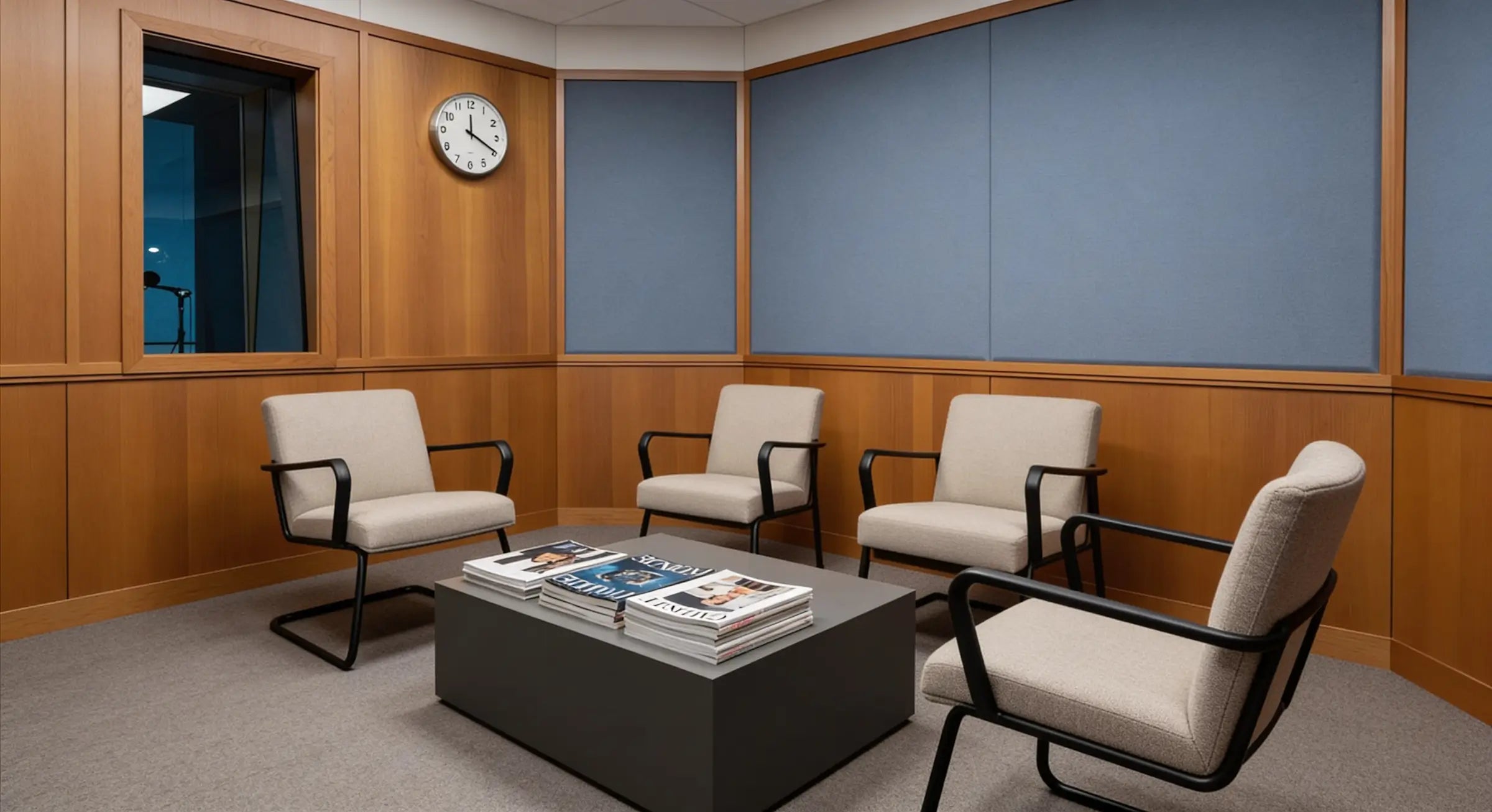 Modern waiting room featuring 4 guest chairs from Neutral posture
